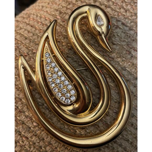 VINTAGE LADY REMINGTON swan crystal brooch - Picture 3 of 3